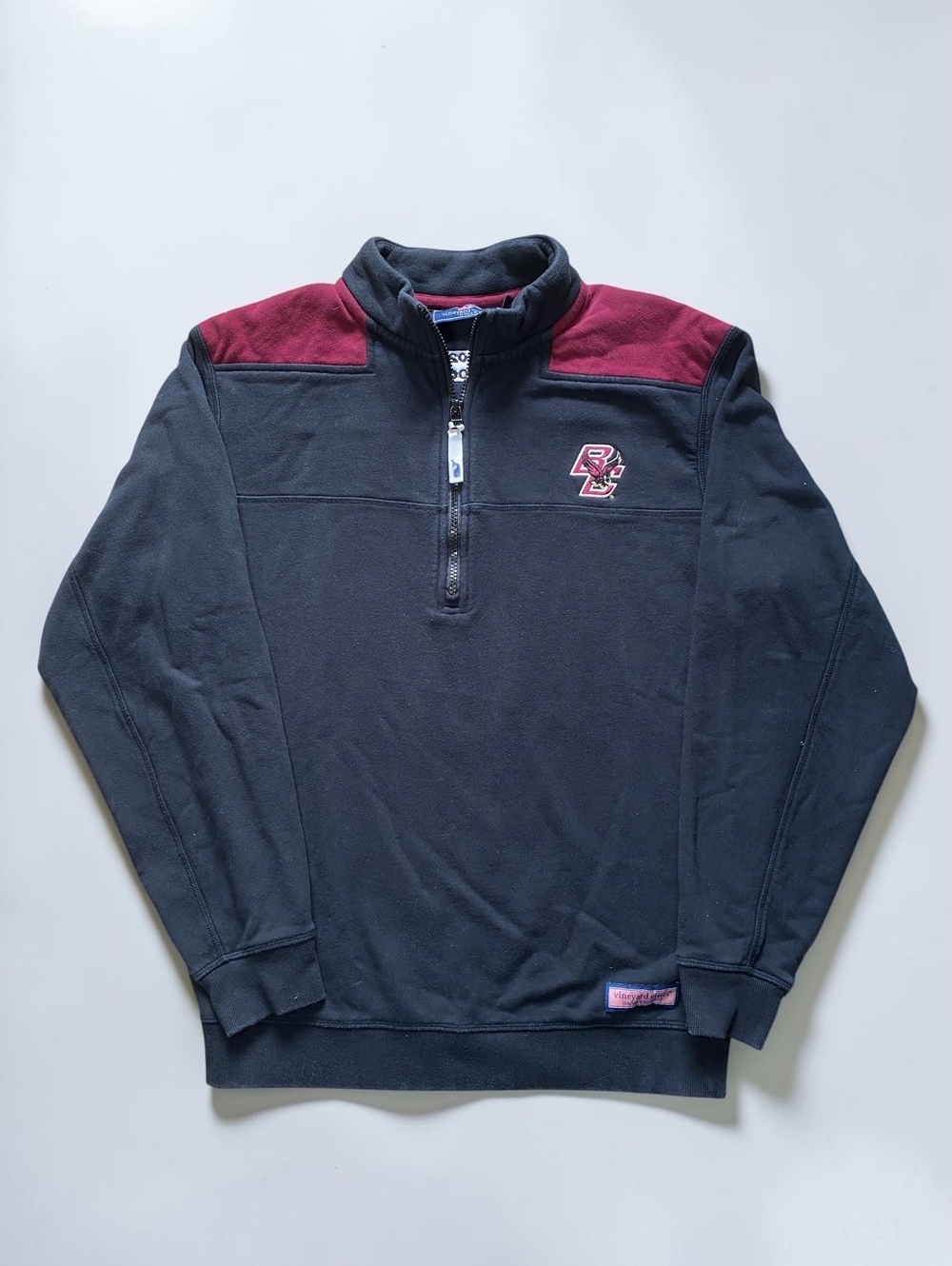 Vineyard Vines Unisex 1/4 Zip Shep Shirt S Boston College BC Eagle Logo Cotton